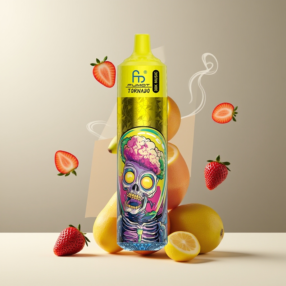 Fumot RandM Tornado 30000 Grossister Sverige – 30 000 puffar, 30mL, 1.0 Ohm mesh coil, 600mAh Banan Jordbær