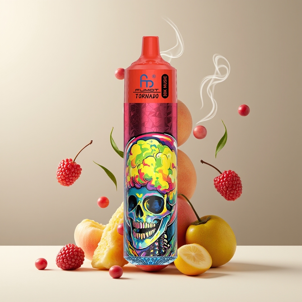 Fumot RandM Tornado 30000 grossister Sverige – 30 000 puff, 30mL, 1.0 Ohm mesh coil, 600mAh Fersken Bær