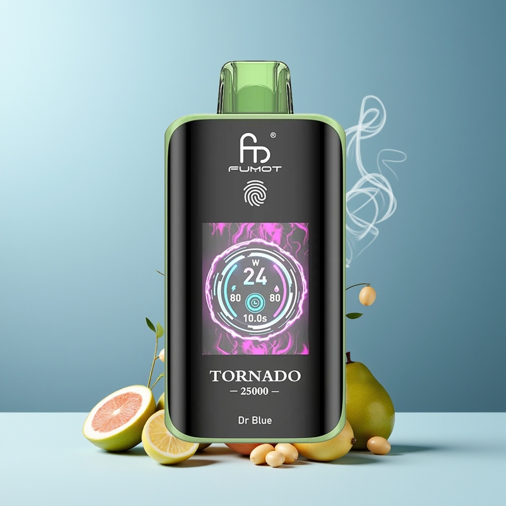 Fumot Tornado 25000 Puffs Grossister Sverige med HD-skärm, 700mAh Batteri & 20ml E-vätska Dr Blue