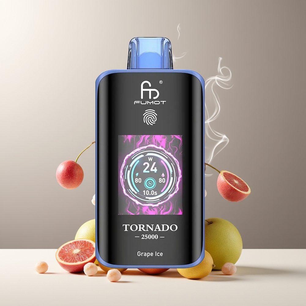 Fumot Tornado 25000 Puffs grossister Sverige med HD-skärm, 700mAh batteri & 20ml e-vätska Drue Is