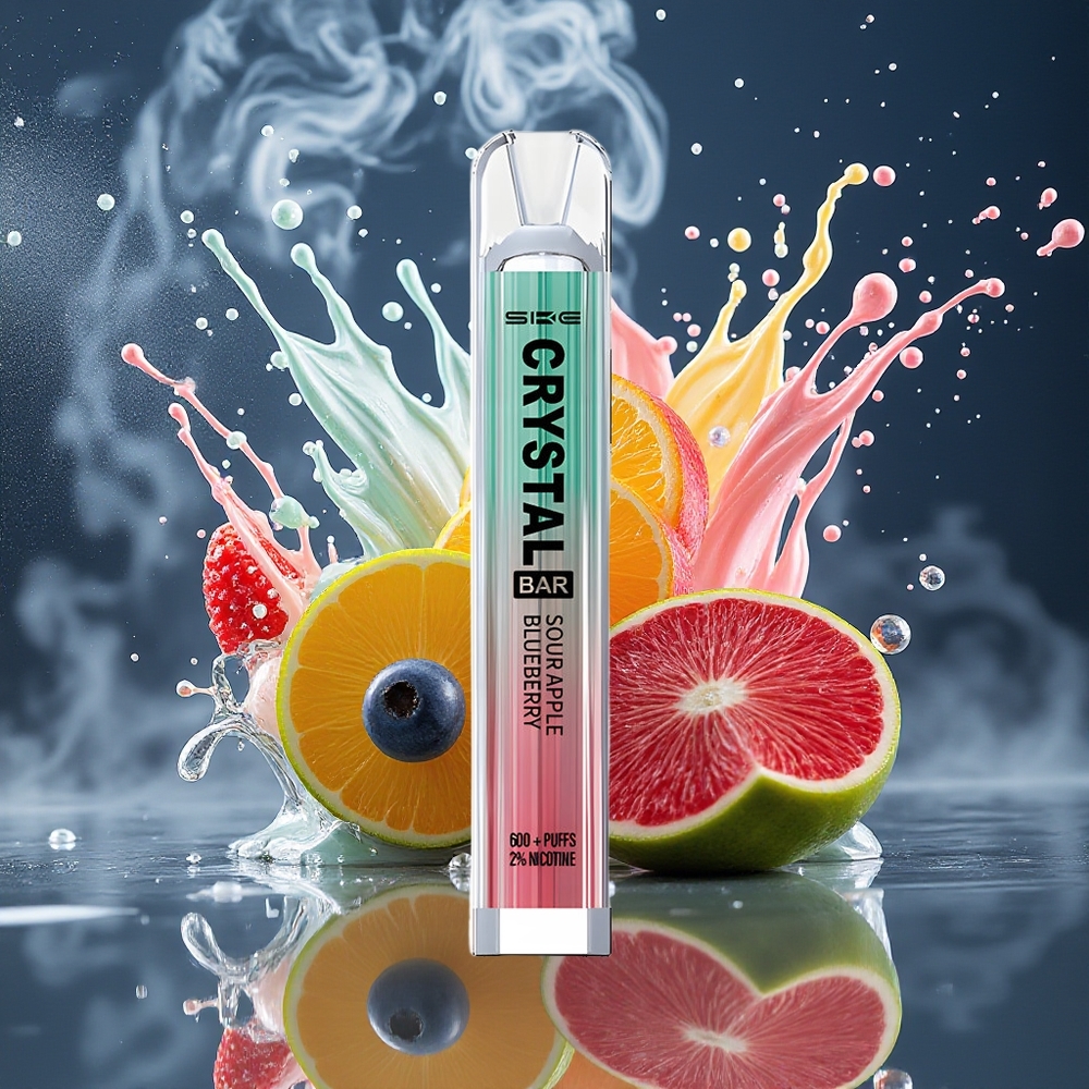 SKE Crystal BAR 600 Grossister Sverige – 0%/2% Nikotin, 500mAh, 600 Puffar, Rostfritt Stål+PCTG