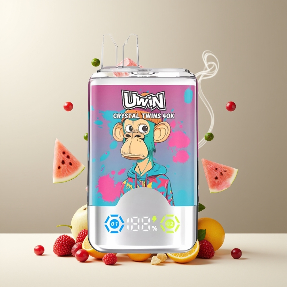 UWIN Crystal Twins 40000 Puffs Grossister Sverige – Dubbla Smaker, 32ml E-vätska, 850mAh, Type-C